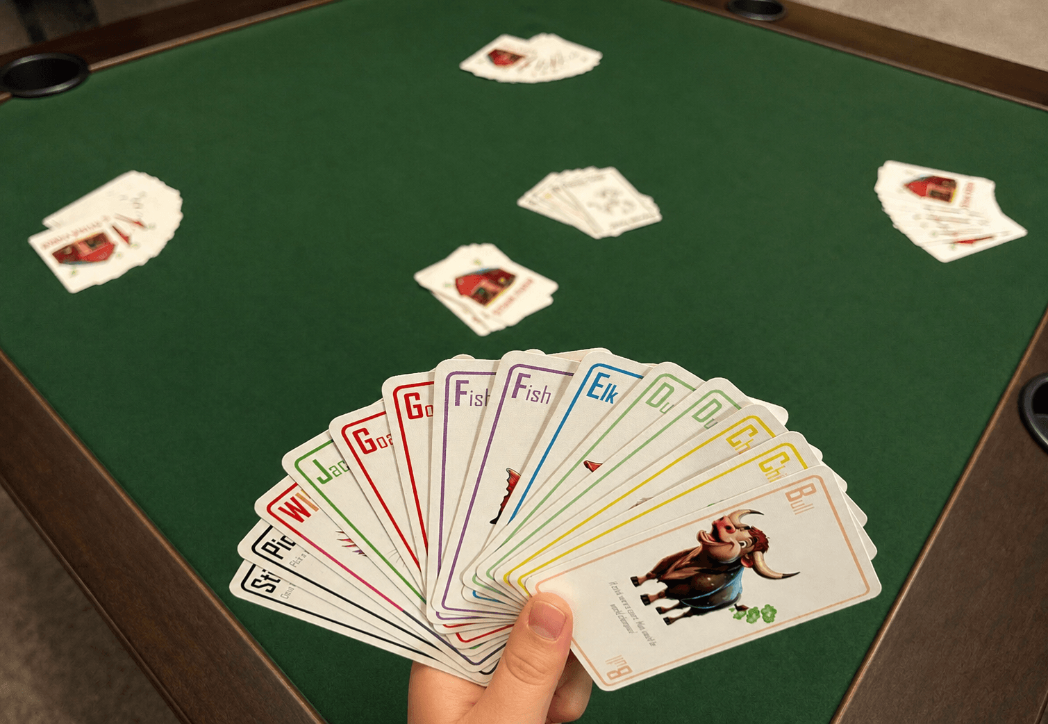 Player's perspective in a Stink Farm poker-night style game